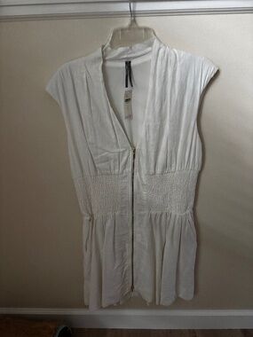 NWT Anthropologie Tommie Cap-Sleeve mini Front-Zip Shirt Dress medium